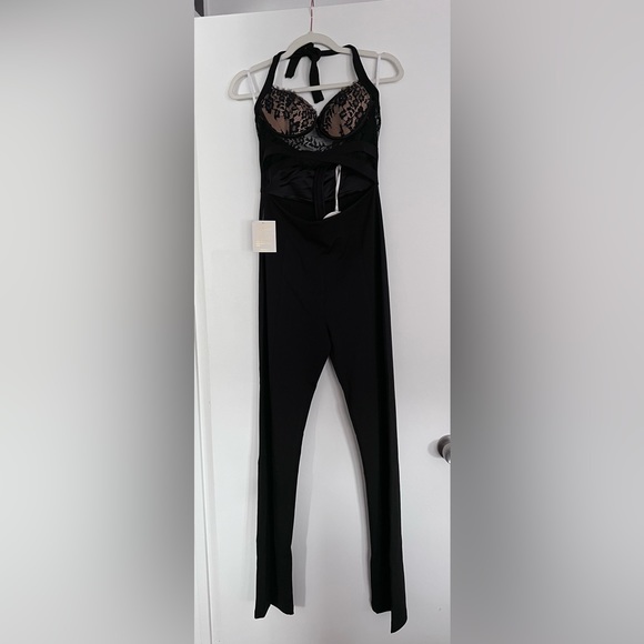 Miss Circle - Lace Cutout Halter Jumpsuit with Pant Leg Slit - NWT - Picture 4 of 5